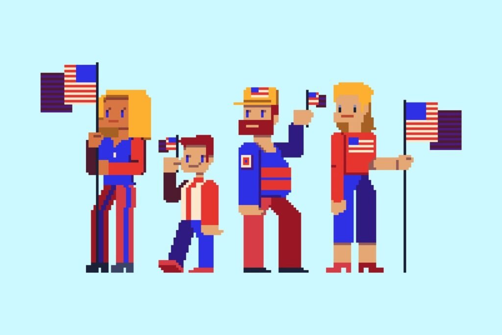 flat pixel art 4th july characters 23 2149432295