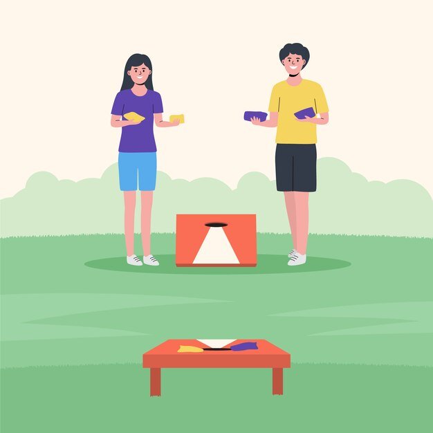 hand drawn flat design cornhole illustration